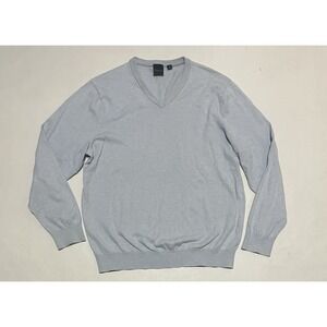Dunning Golf V Neck Pullover Sky Blue Sweater Mens Large 10% Cashmere Blend